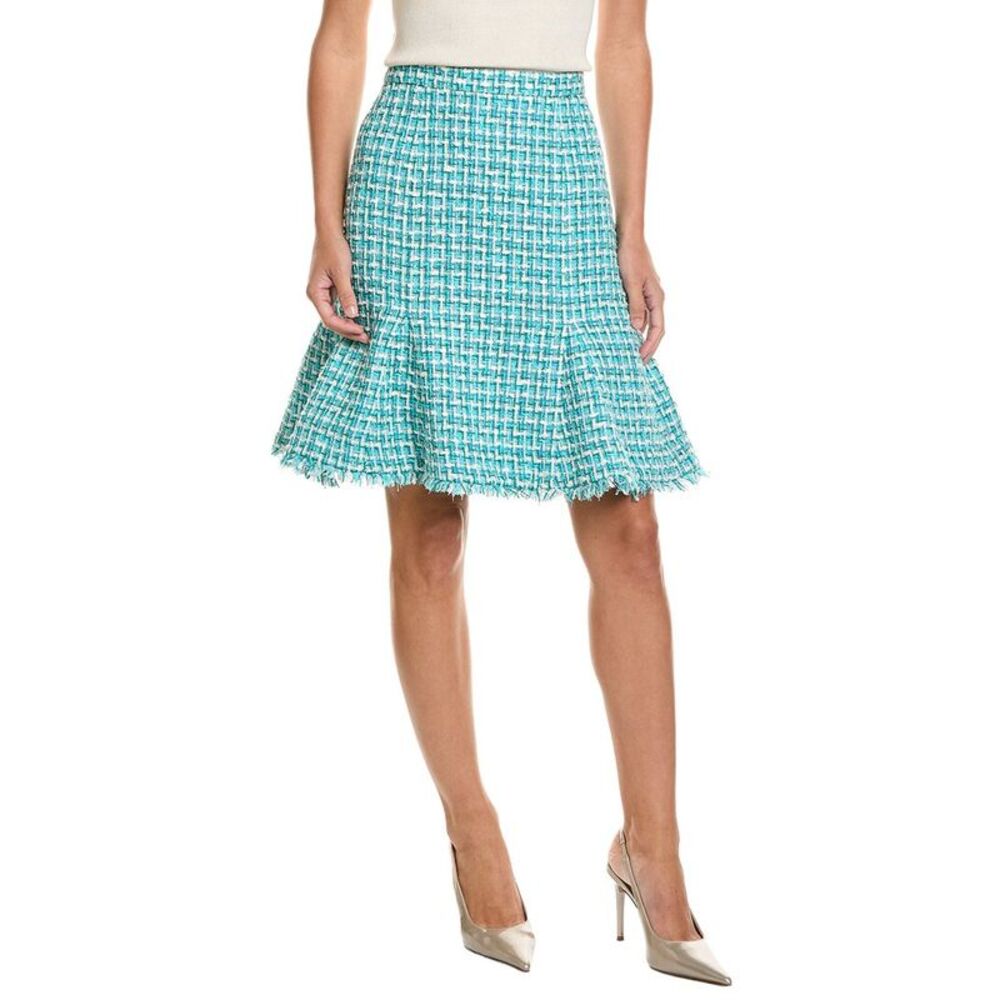 St. John Womens Soft Godet Hem Skirt, Blue